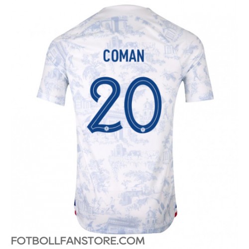 Frankrike Kingsley Coman #20 Borta matchtröja VM 2022 Kortärmad Billigt